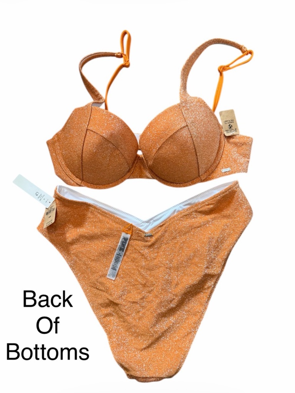 PINK Victoria's Secret Metallic Orange Glitter Bikini Set - Picture 3 of 6
